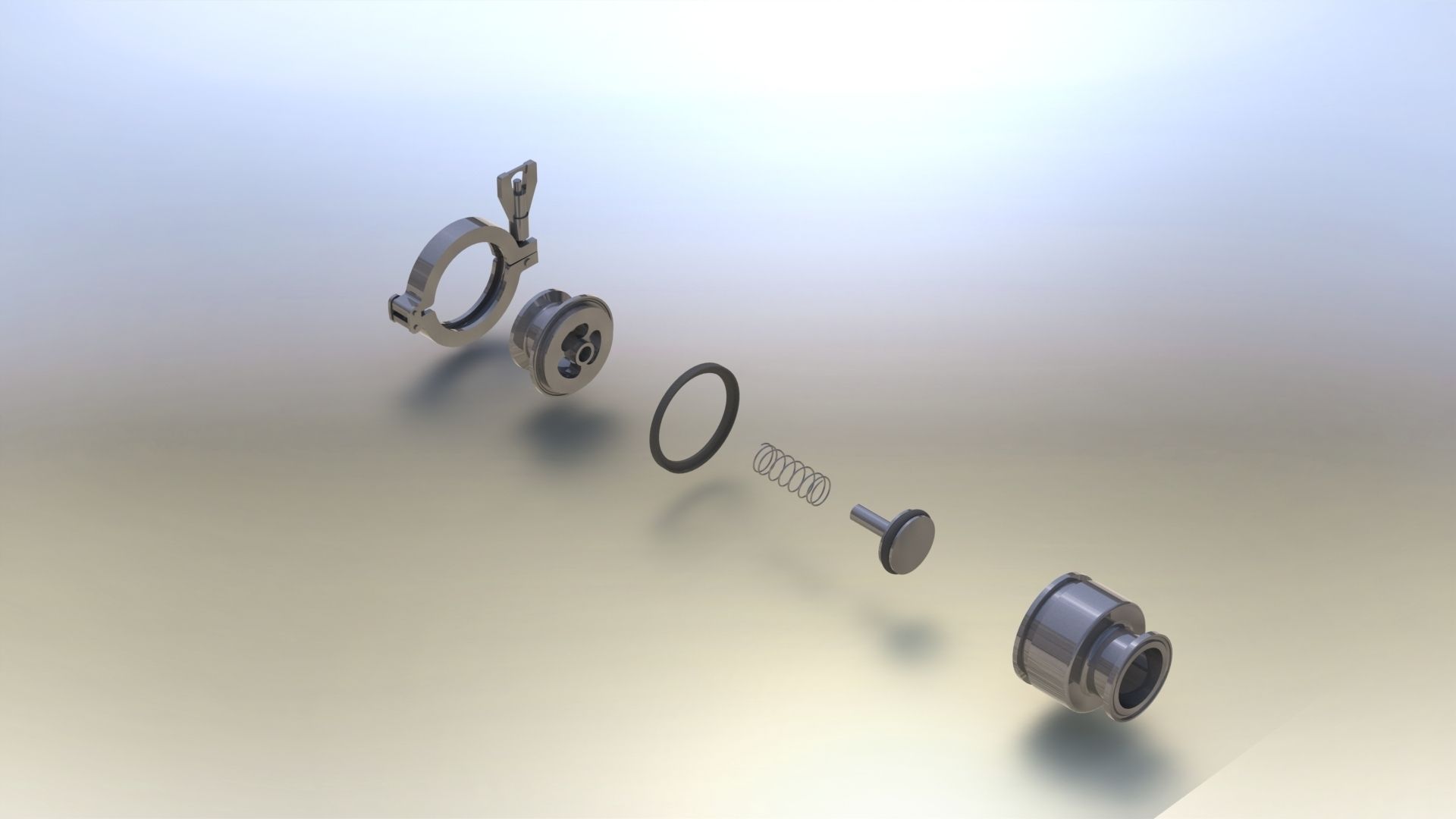 Sanitary check valve 1- - Vlvula sanitria 1- Free 3D model_2