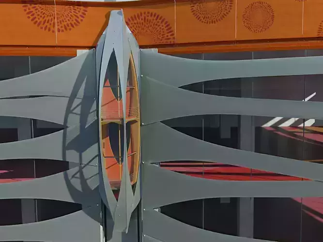 Twin decker shuttle elevator with facade 3D model