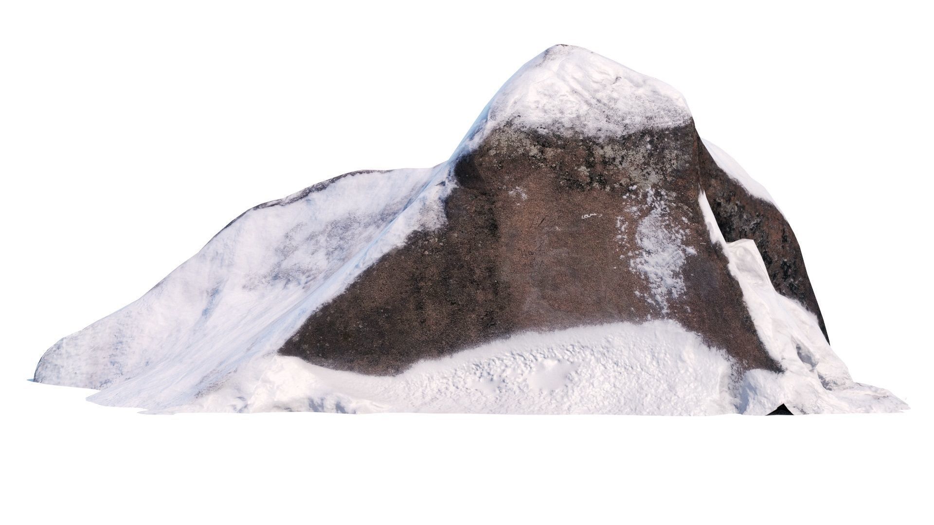Big stone under snow Low-poly 3D model_1