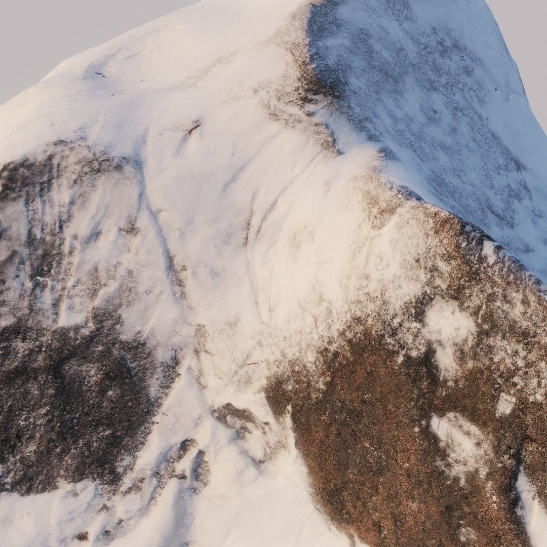 Big stone under snow Low-poly 3D model_7