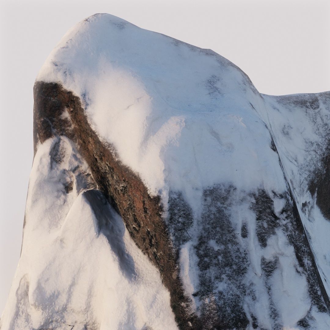 Big stone under snow Low-poly 3D model_9