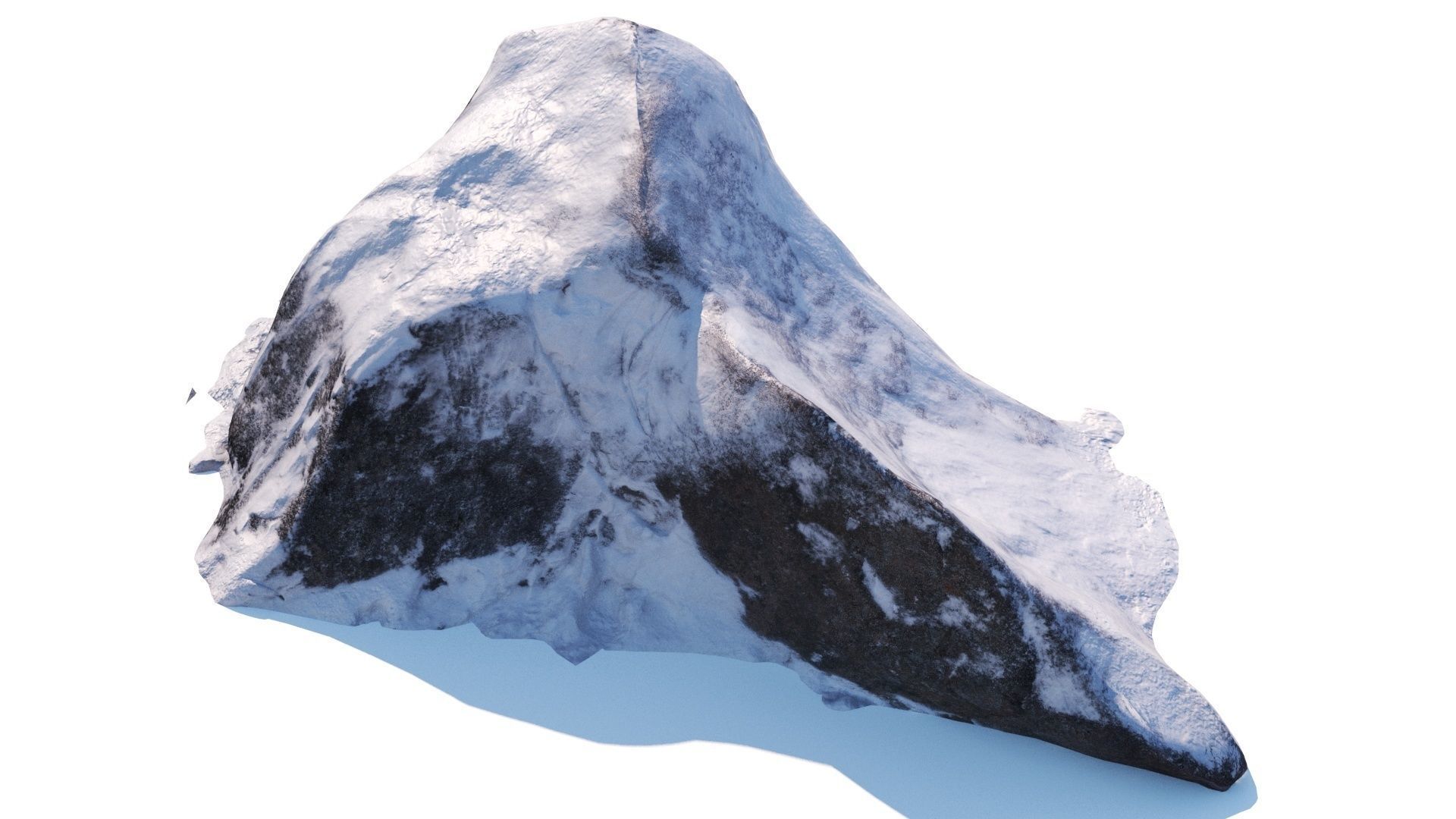 Big stone under snow Low-poly 3D model_4