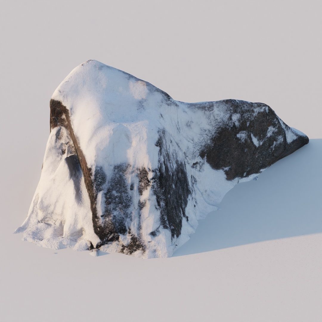Big stone under snow Low-poly 3D model_8