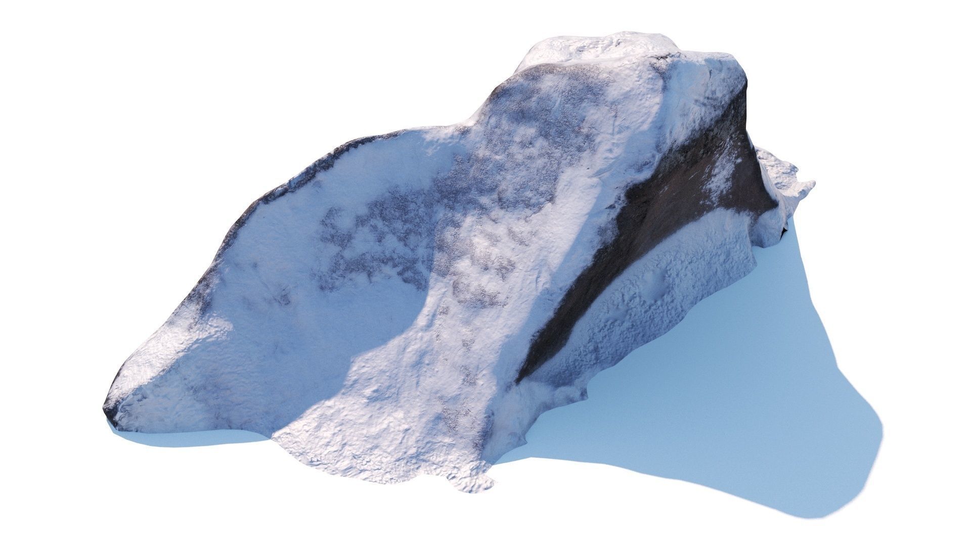 Big stone under snow Low-poly 3D model_3