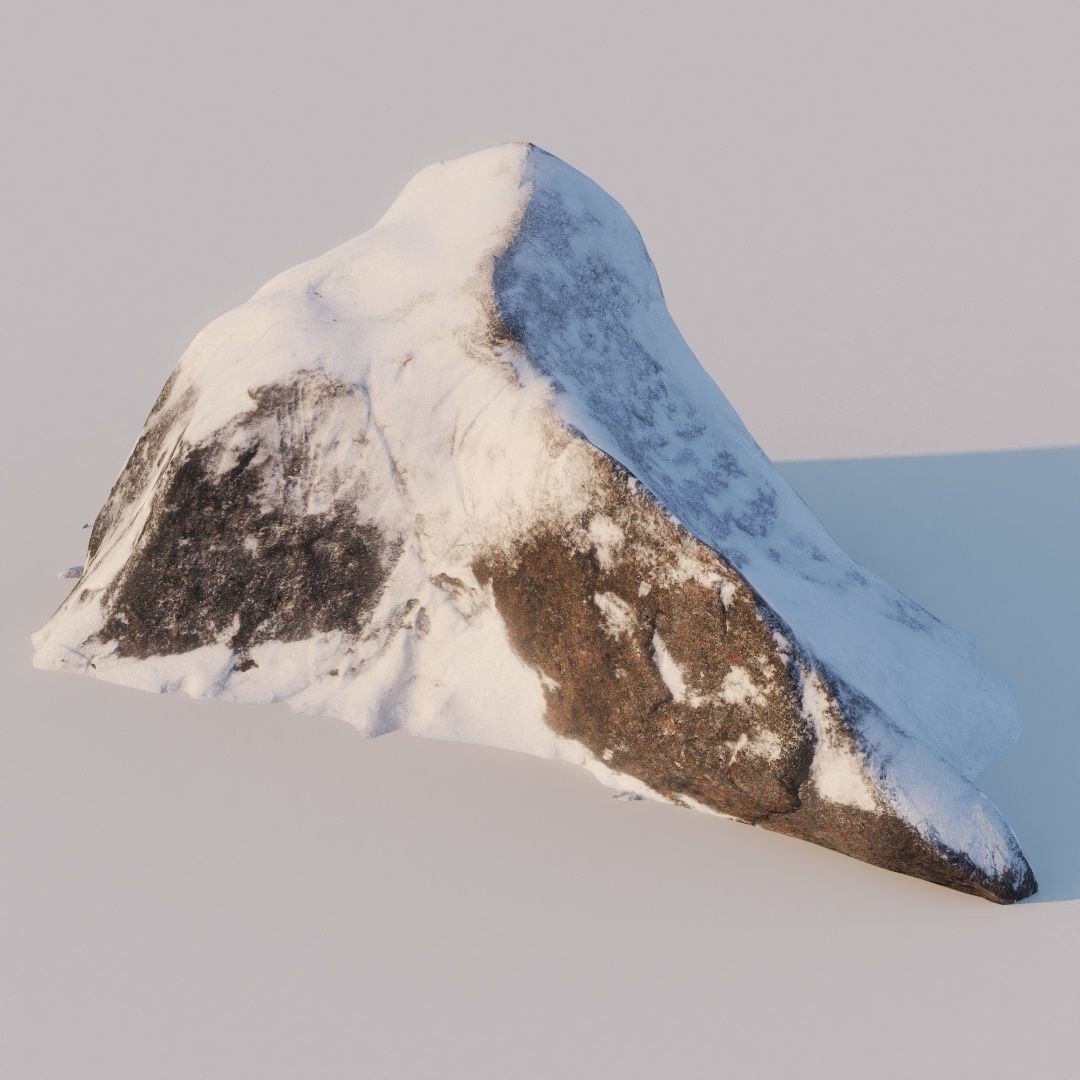 Big stone under snow Low-poly 3D model_6