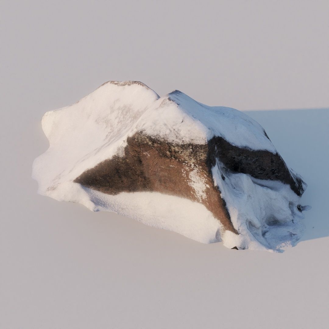 Big stone under snow Low-poly 3D model_10