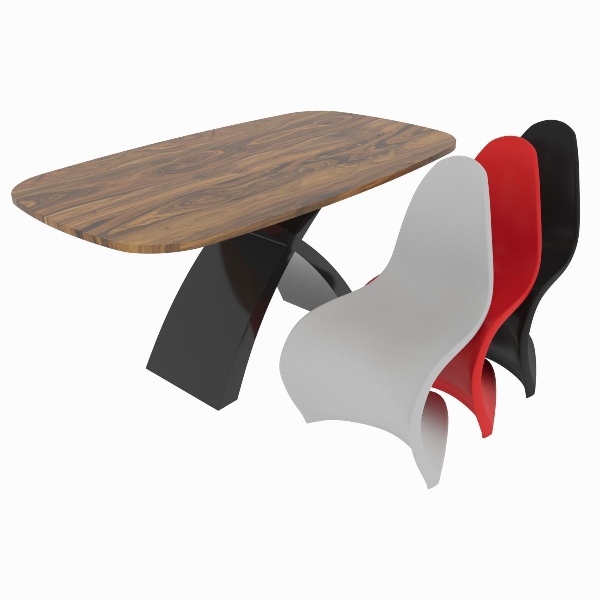Dining set consisting of a table and chairs 3D model_5