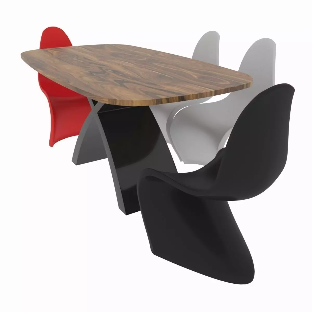 Dining set consisting of a table and chairs 3D model_0