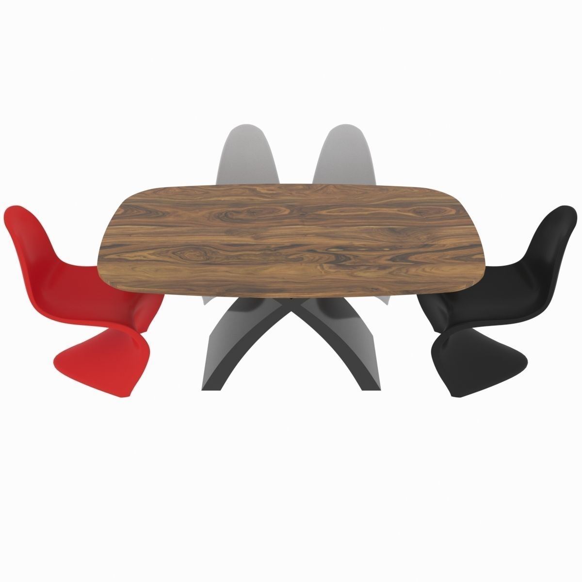 Dining set consisting of a table and chairs 3D model_3