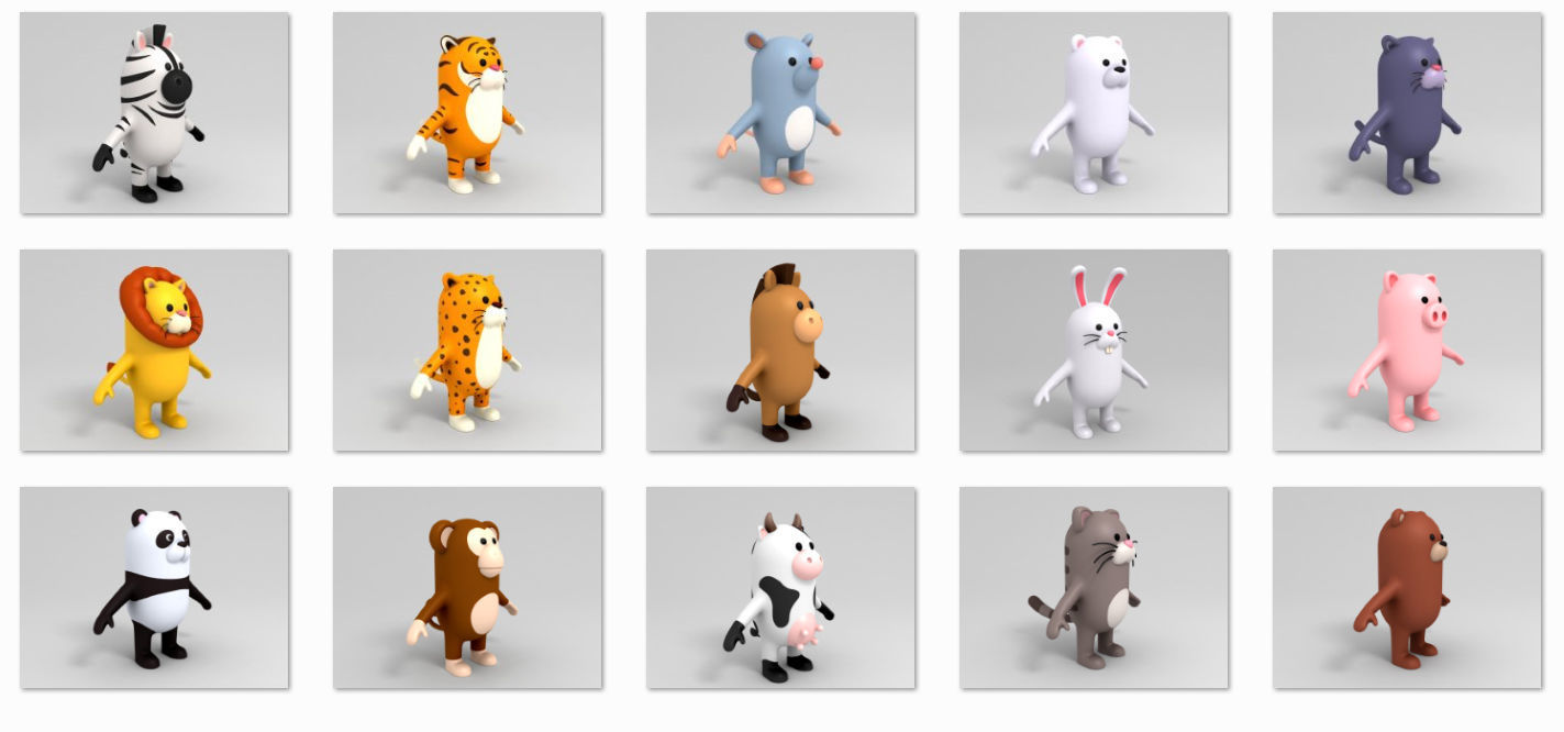 Rigged Animal Character Pack 3D model_31