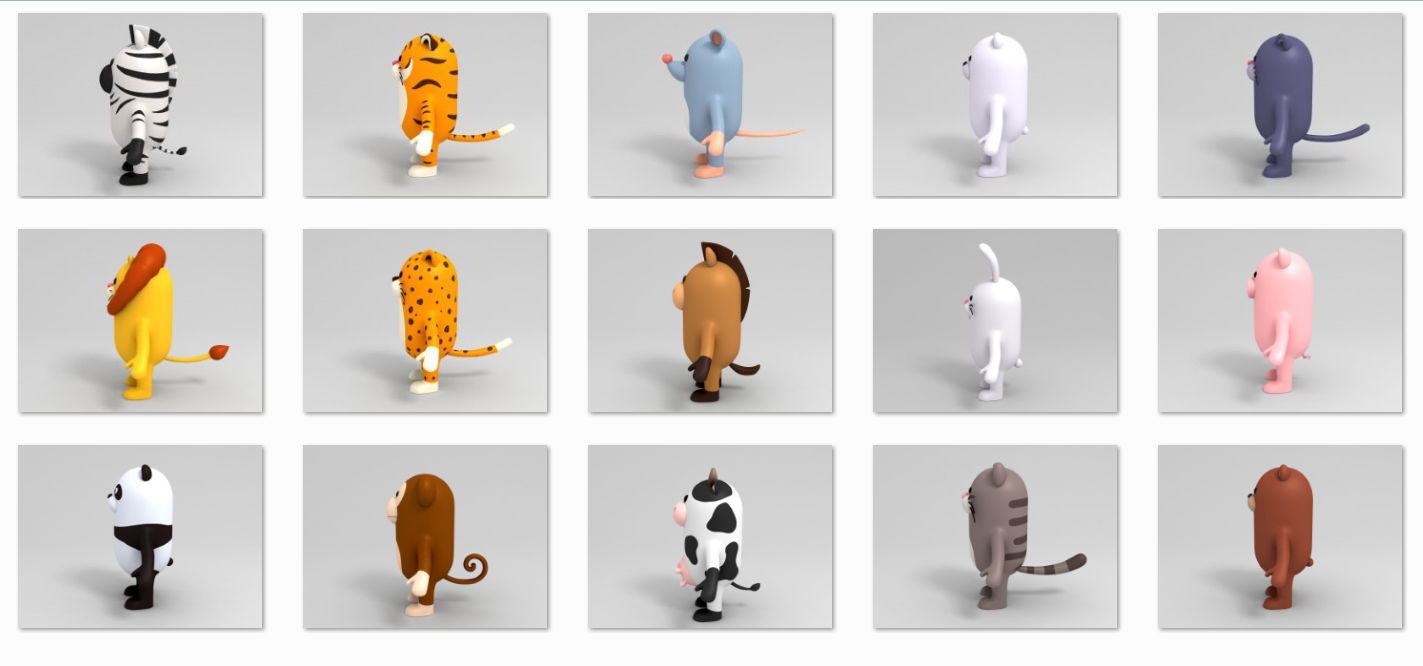 Rigged Animal Character Pack 3D model_29