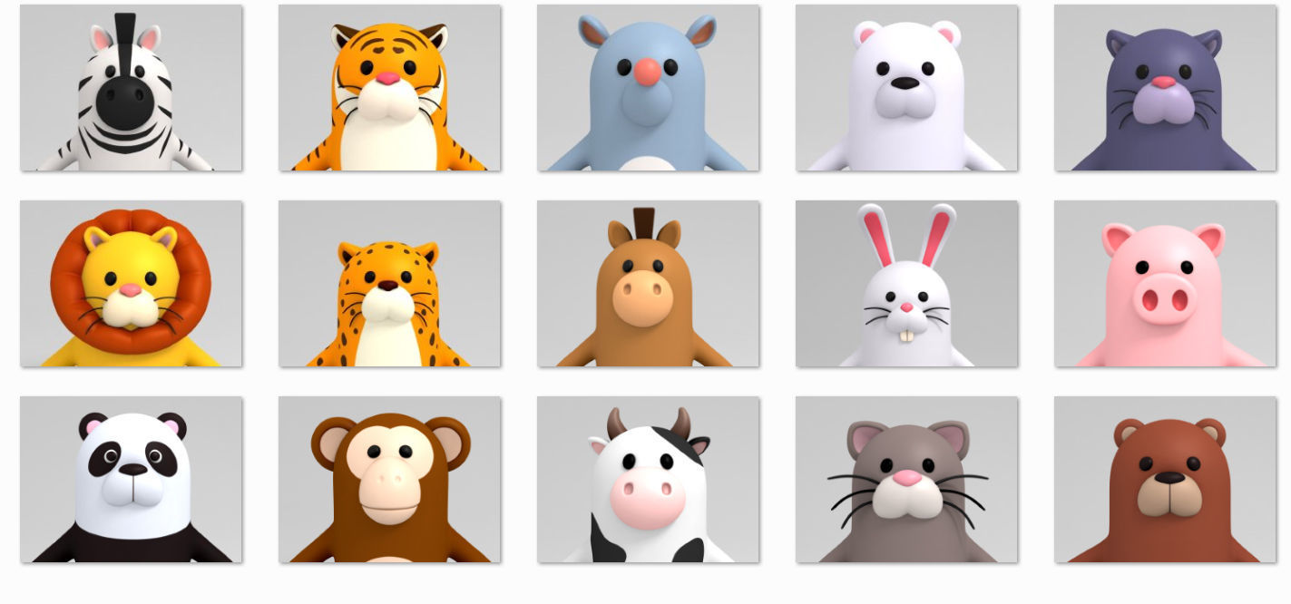 Rigged Animal Character Pack 3D model_33