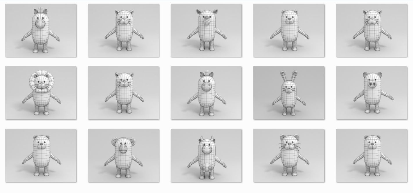 Rigged Animal Character Pack 3D model_28