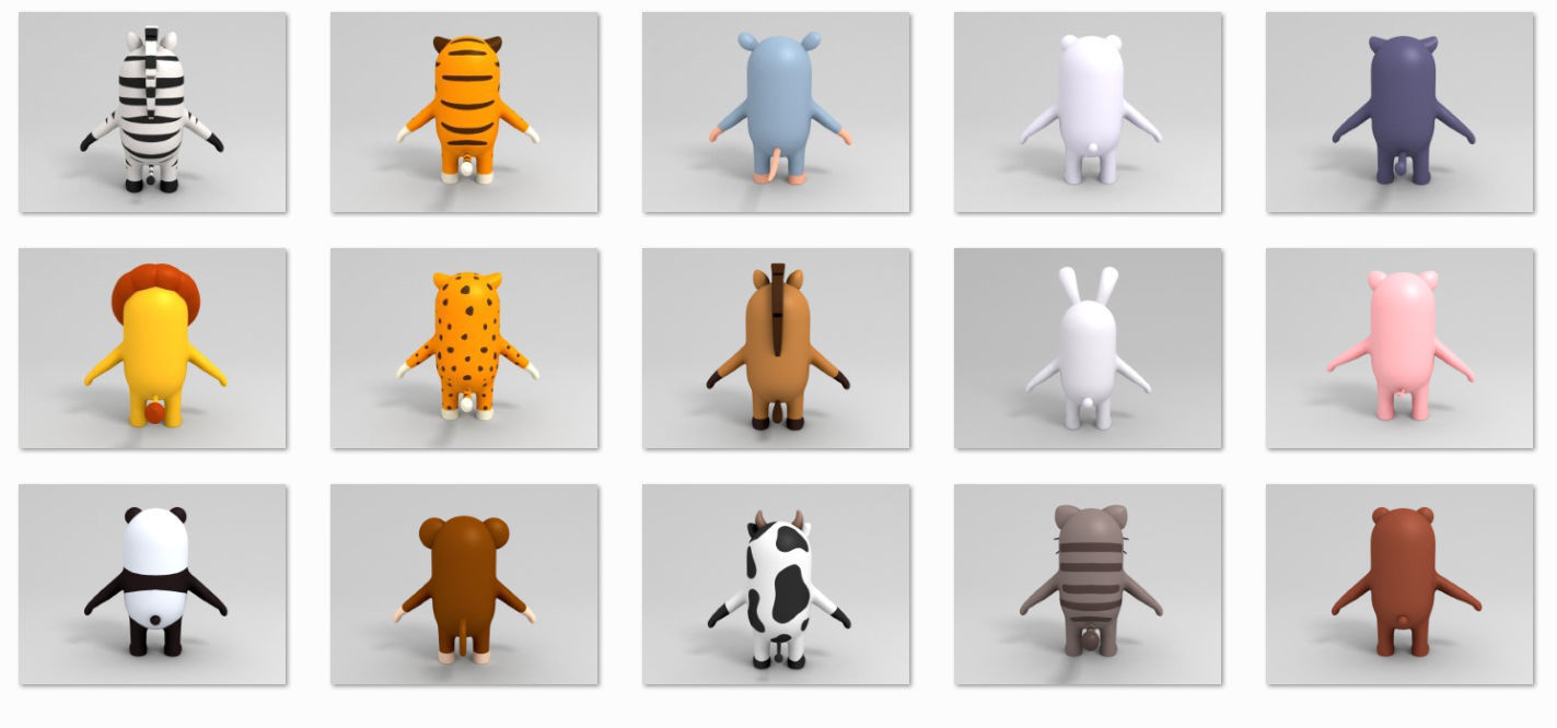 Rigged Animal Character Pack 3D model_30