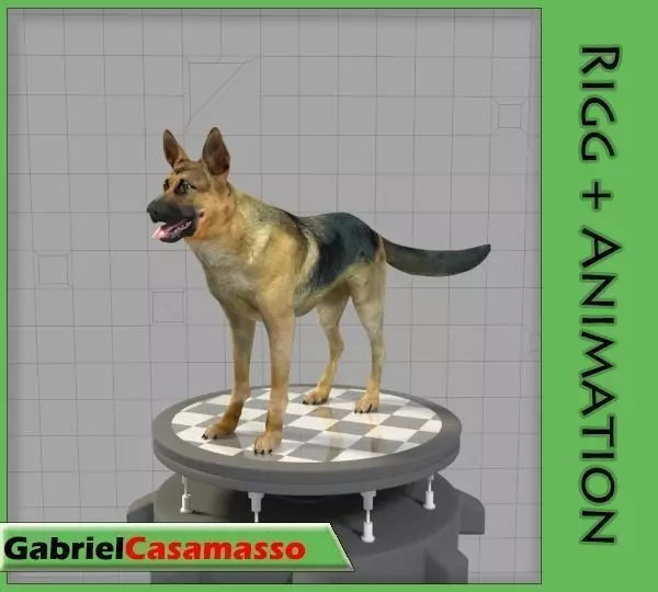 German Shepherd Low-poly 3D model_0