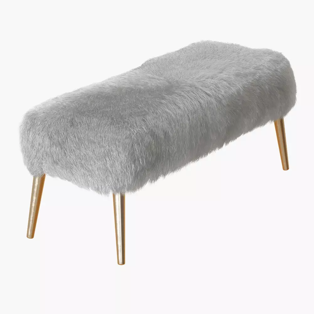 Churra White Sheepskin Bench 3D model_0