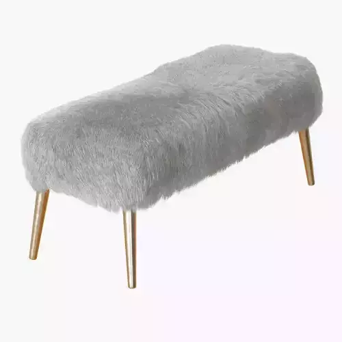 Churra White Sheepskin Bench 3D model