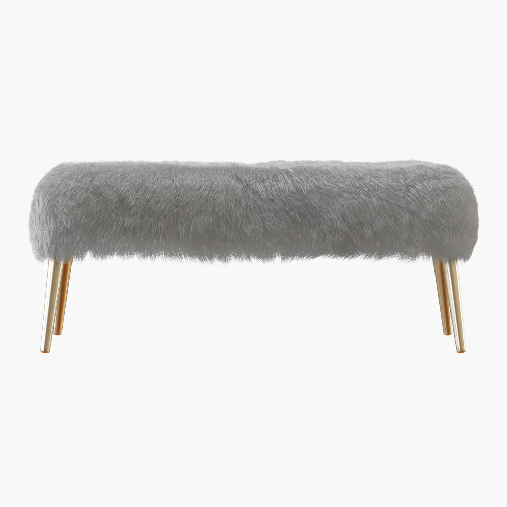 Churra White Sheepskin Bench 3D model_2