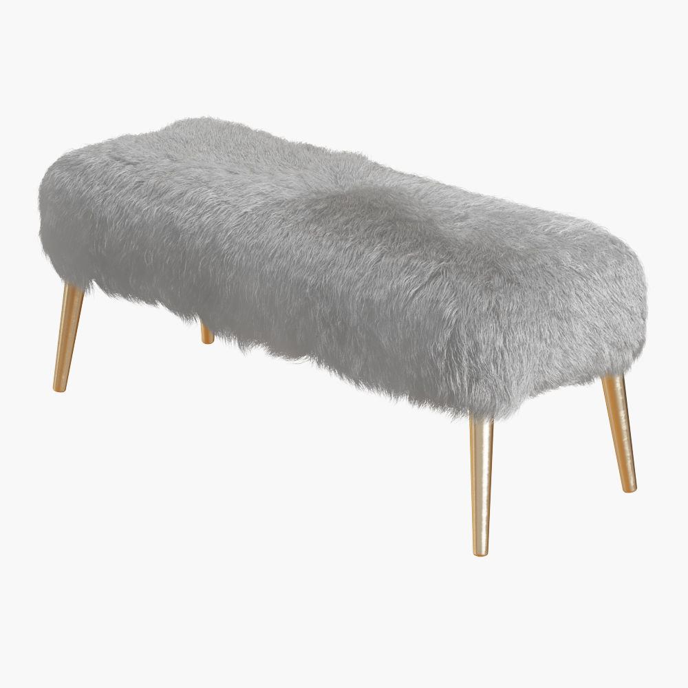 Churra White Sheepskin Bench 3D model_1