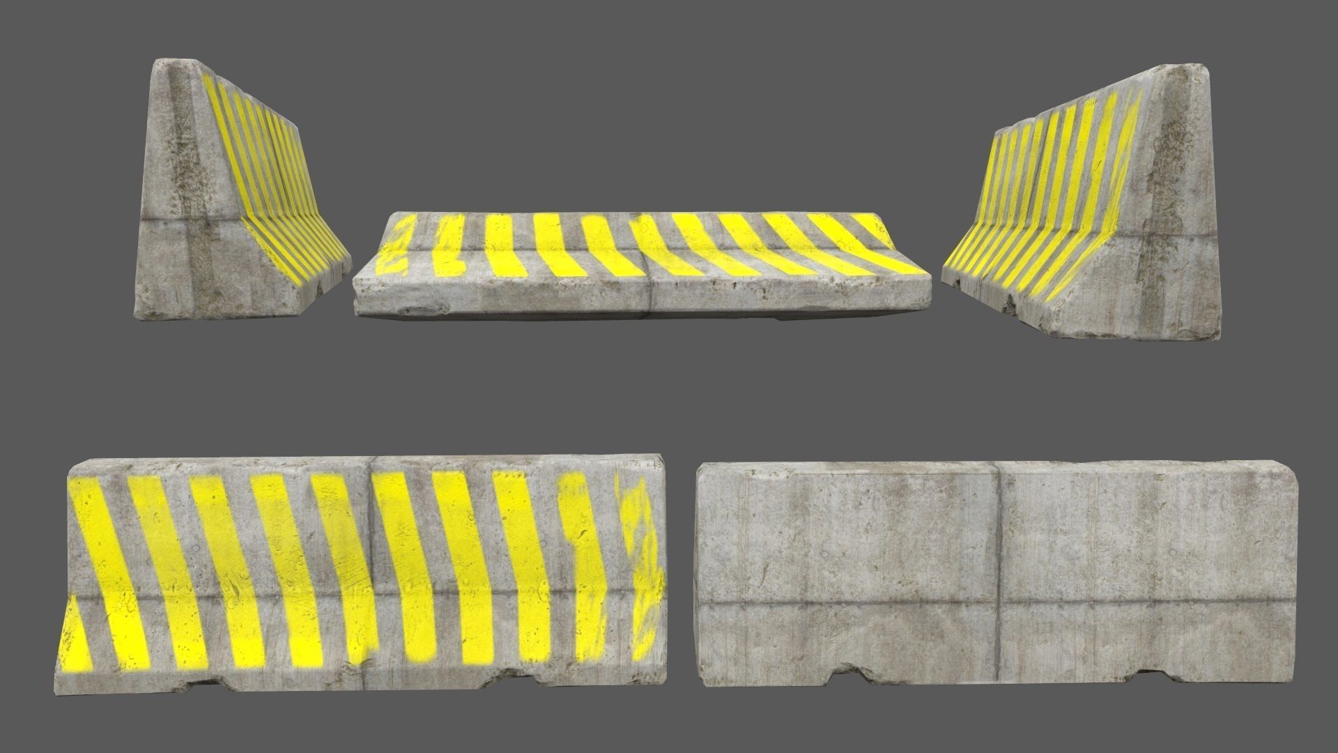 barrier set 6 road dividers with arrows Low-poly 3D model_7