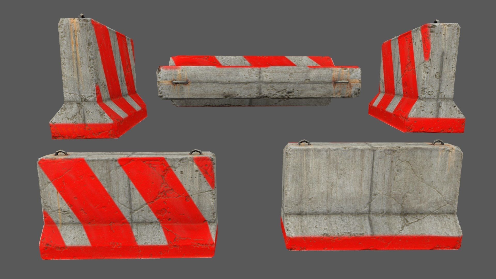 barrier set 6 road dividers with arrows Low-poly 3D model_3