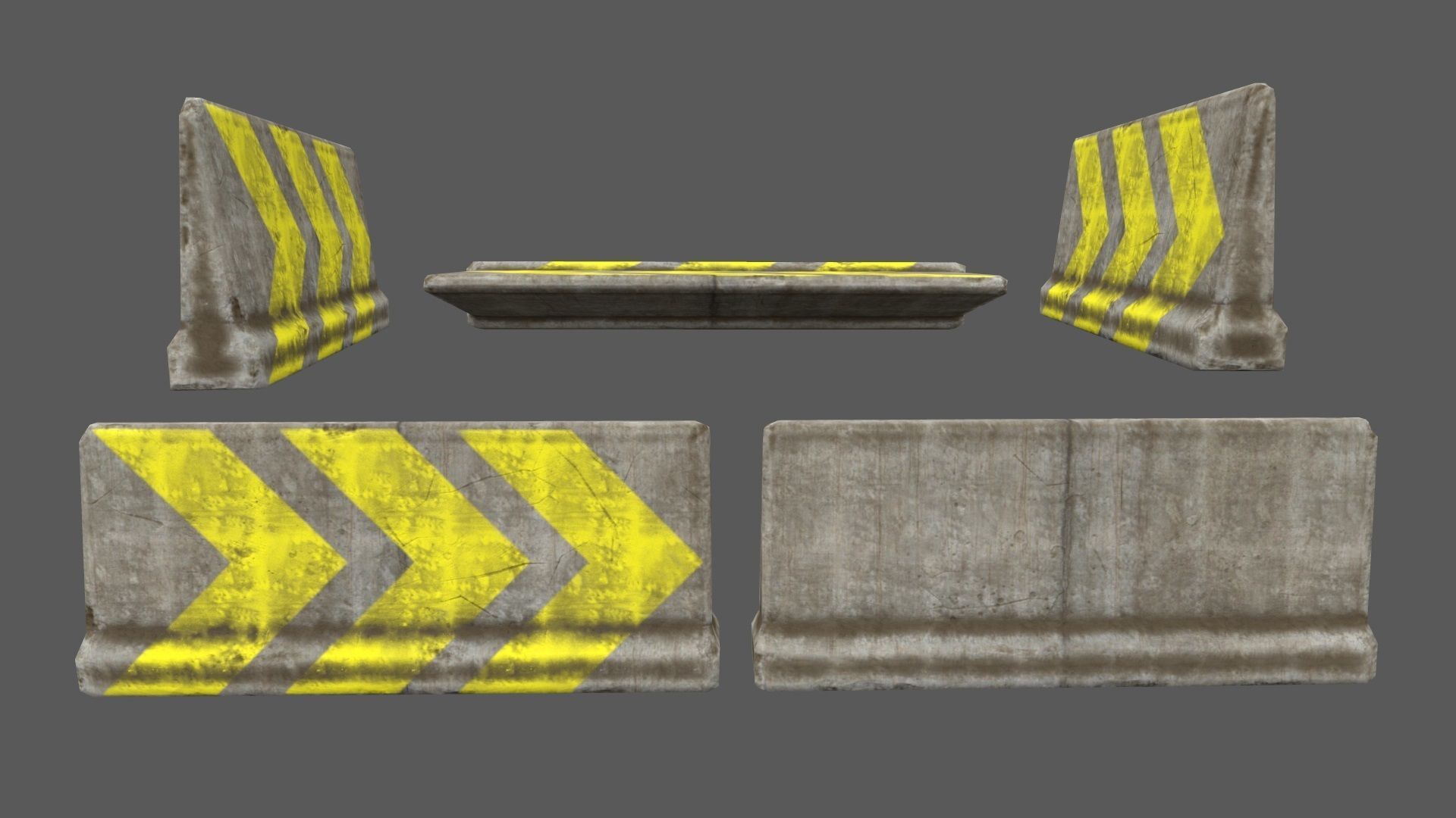 barrier set 6 road dividers with arrows Low-poly 3D model_5