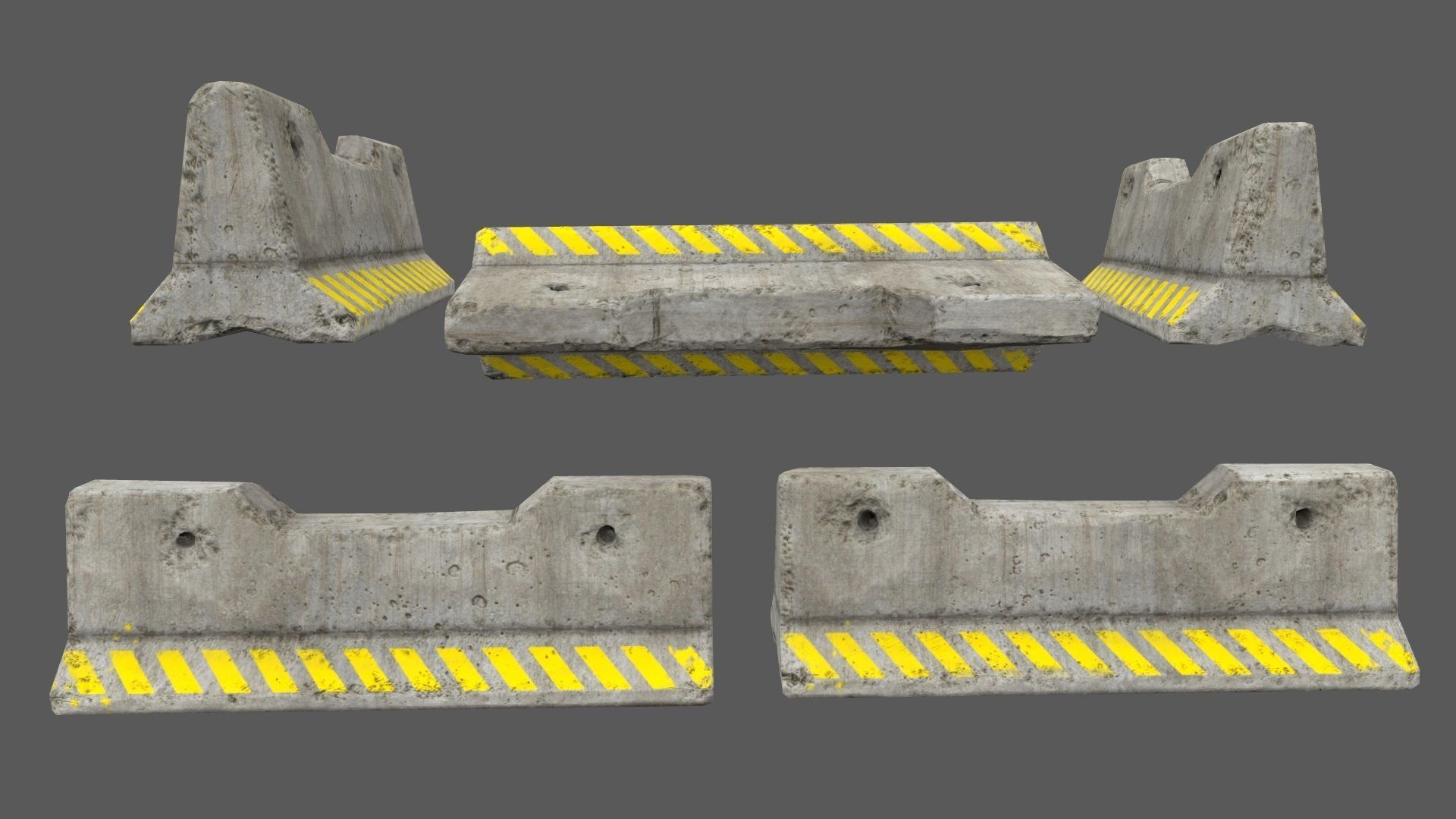 barrier set 6 road dividers with arrows Low-poly 3D model_8