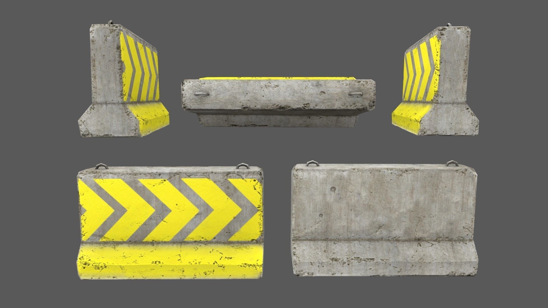 barrier set 6 road dividers with arrows Low-poly 3D model_6