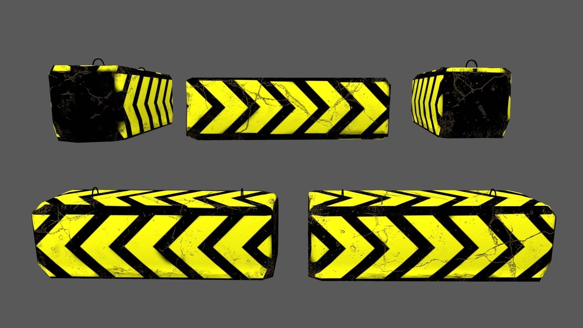 barrier set 6 road dividers with arrows Low-poly 3D model_9