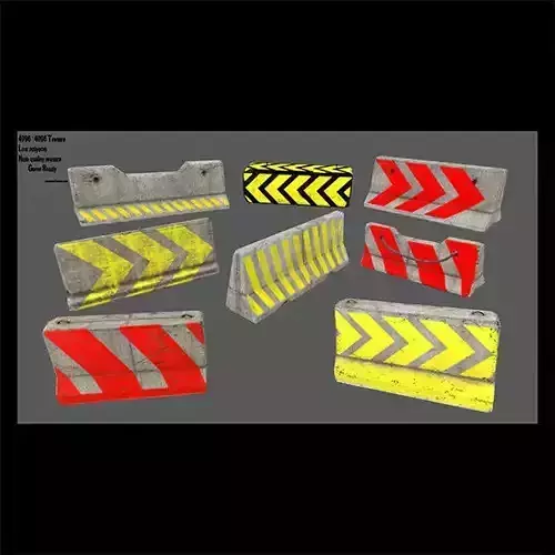 barrier set 6 road dividers with arrows