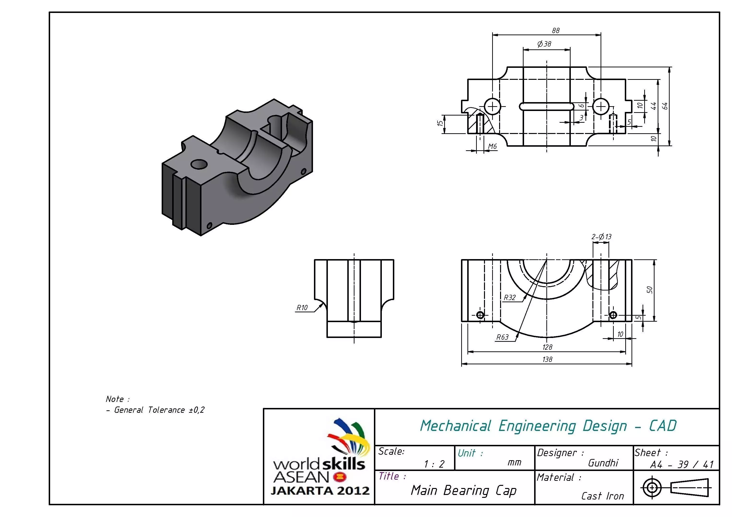 Main Bearing Cap Free 3D model
