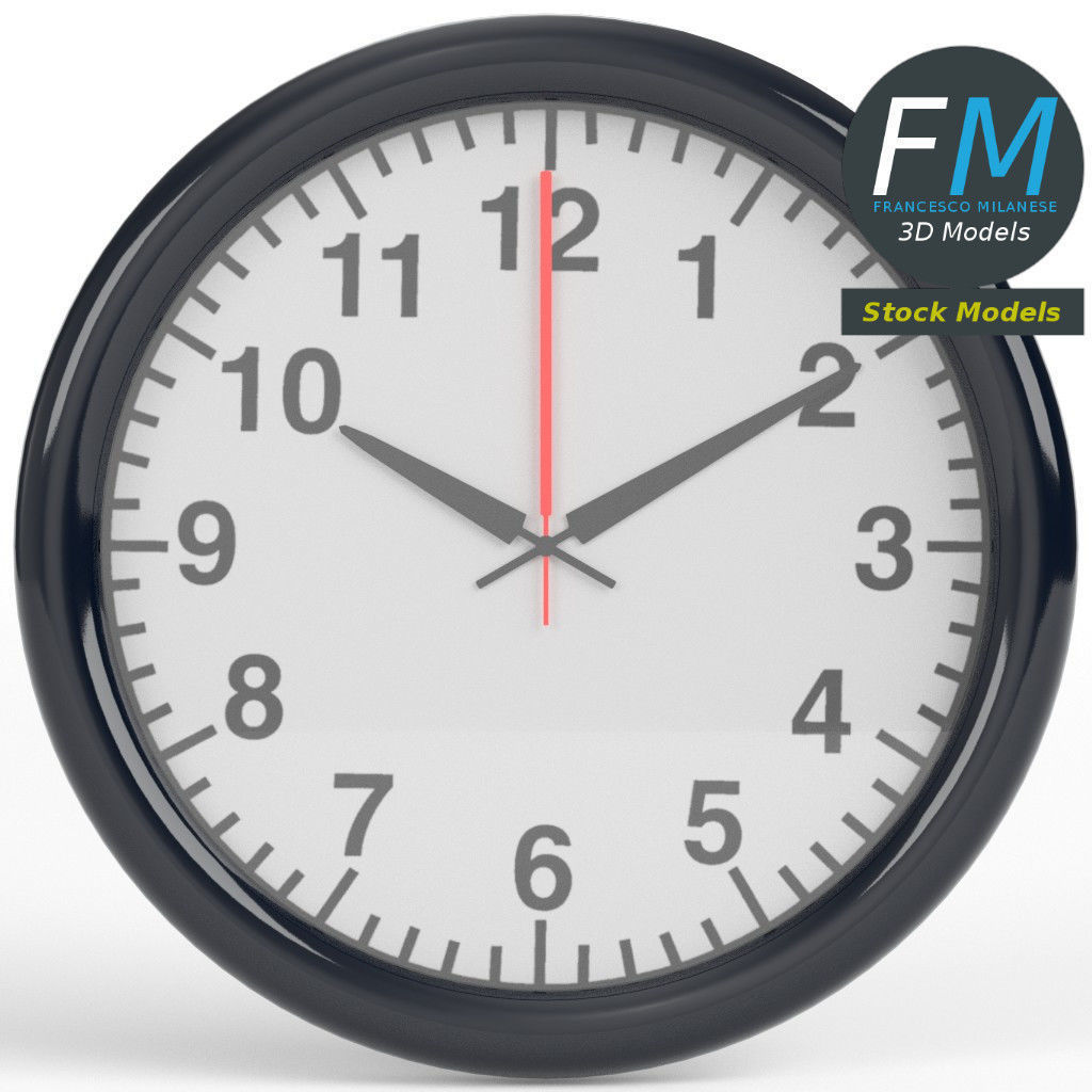 Office wall clock 1 3D model_3