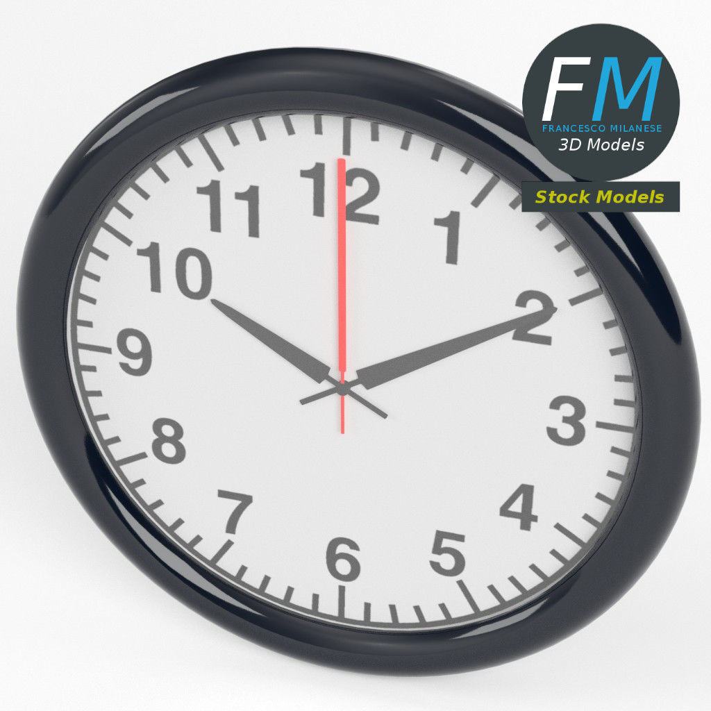 Office wall clock 1 3D model_2