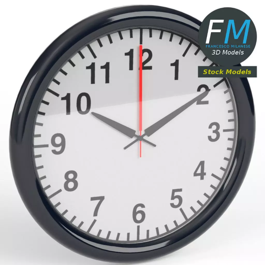 Office wall clock 1 3D model_0