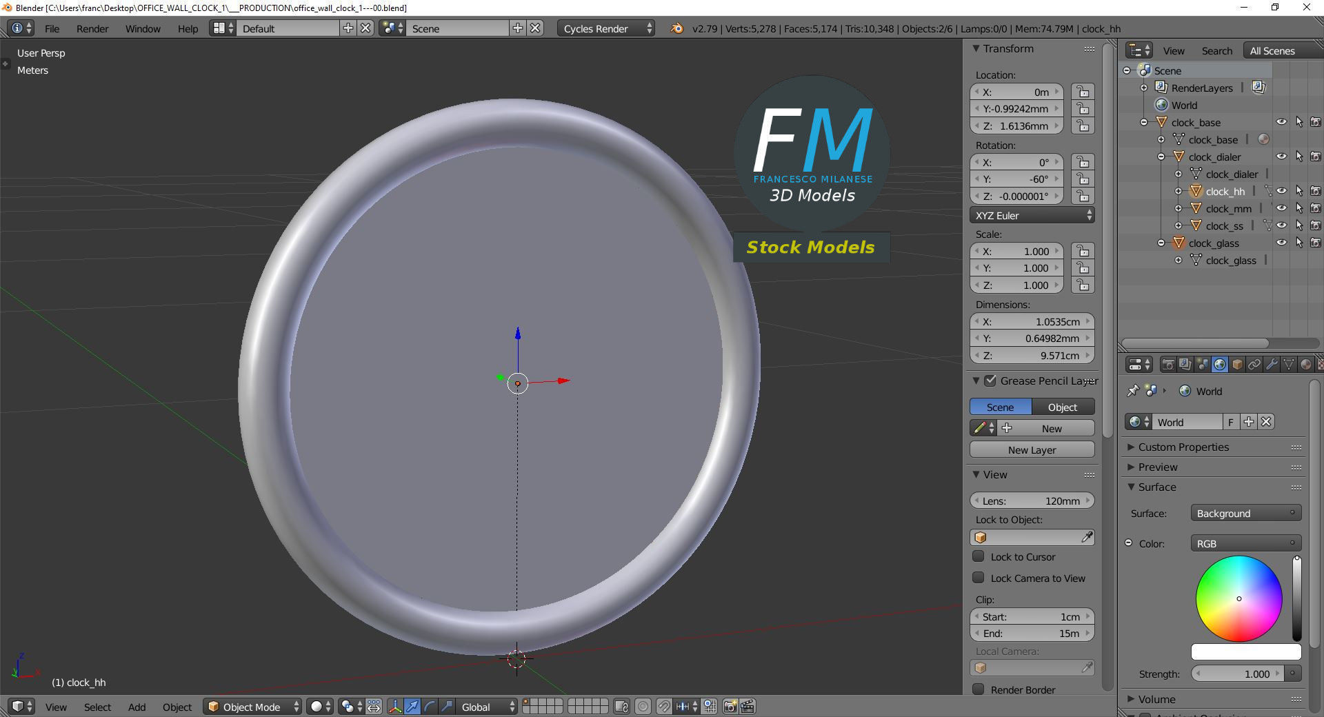 Office wall clock 1 3D model_9