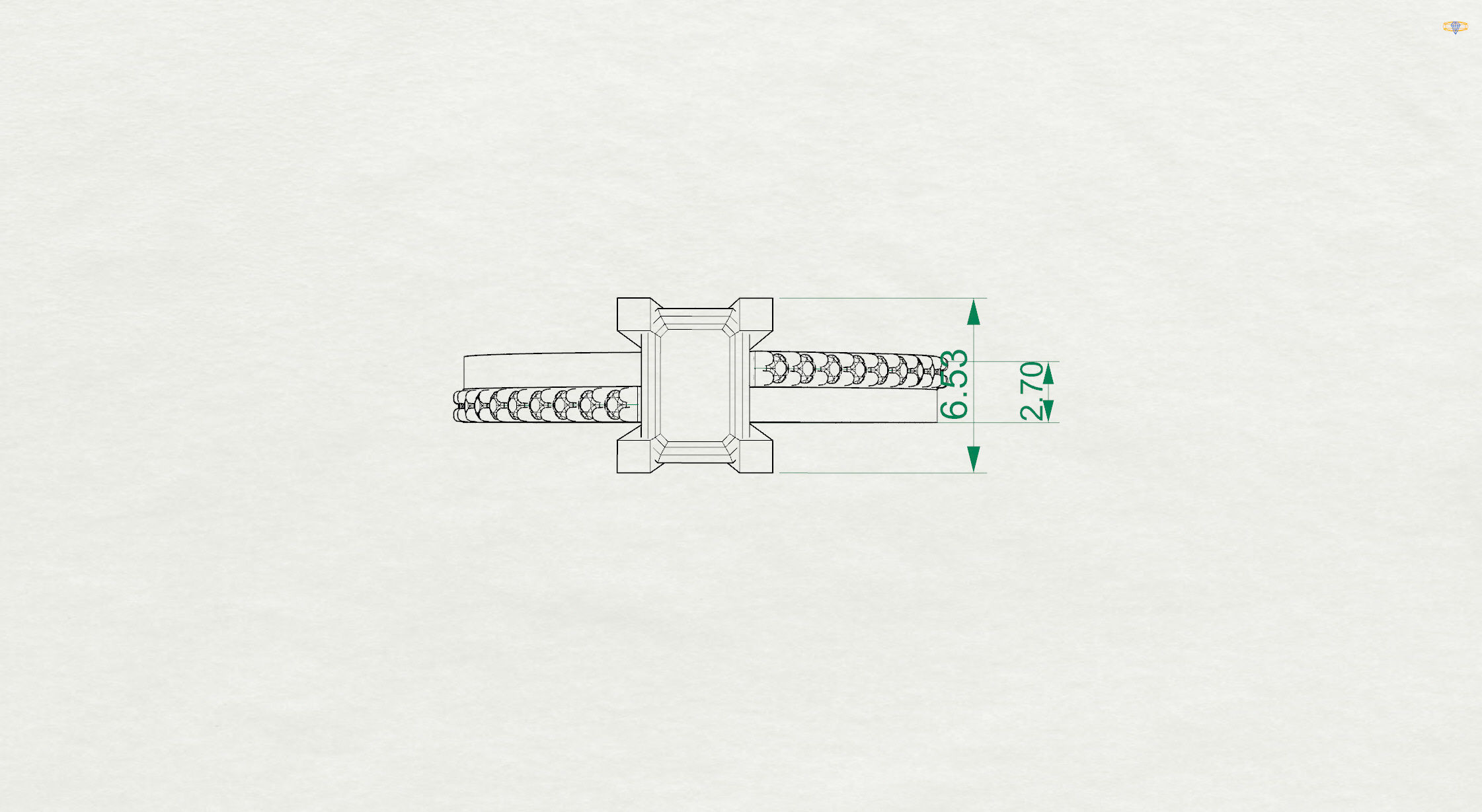 Ring Emerald cut center 2632 3D print model_3