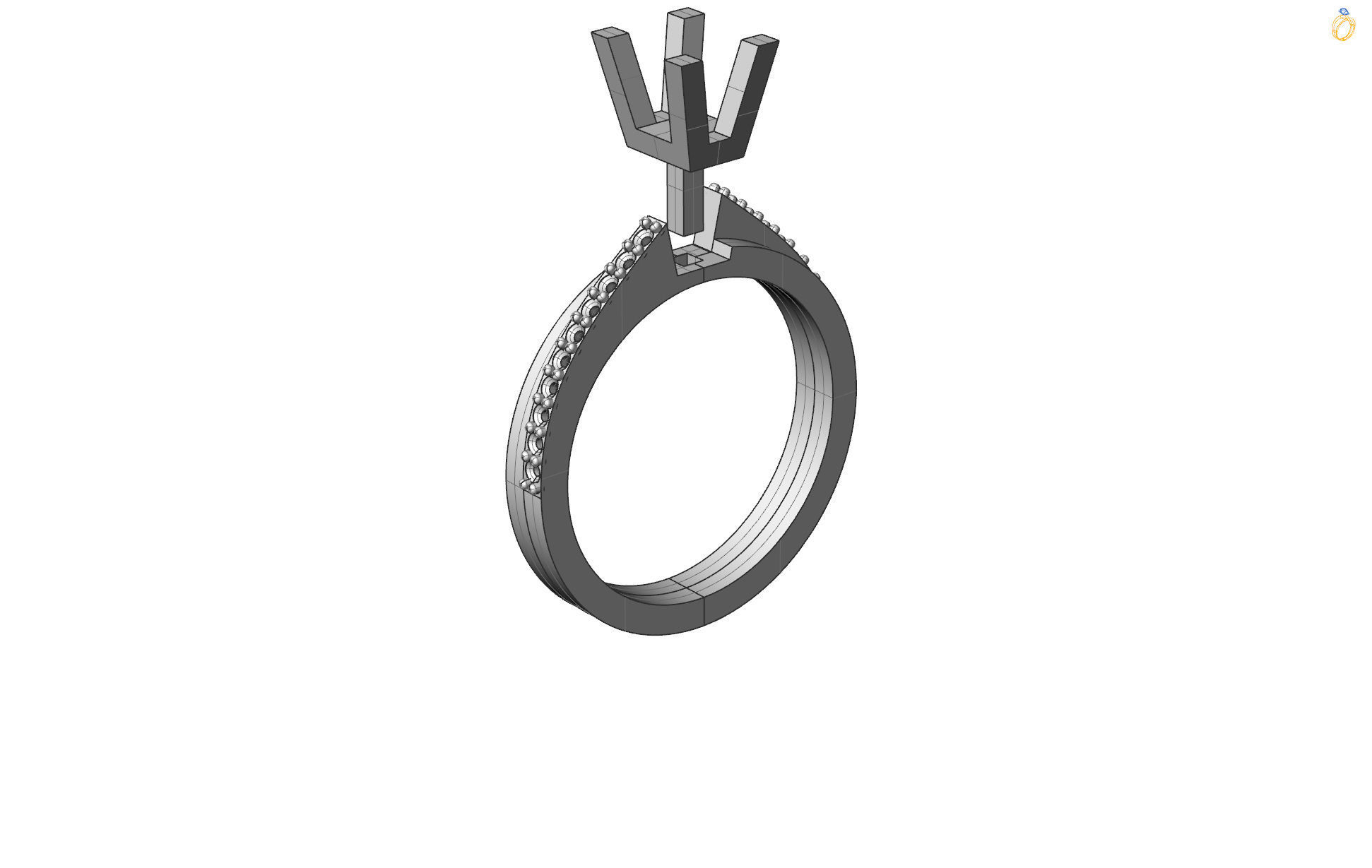 Ring Emerald cut center 2632 3D print model_1