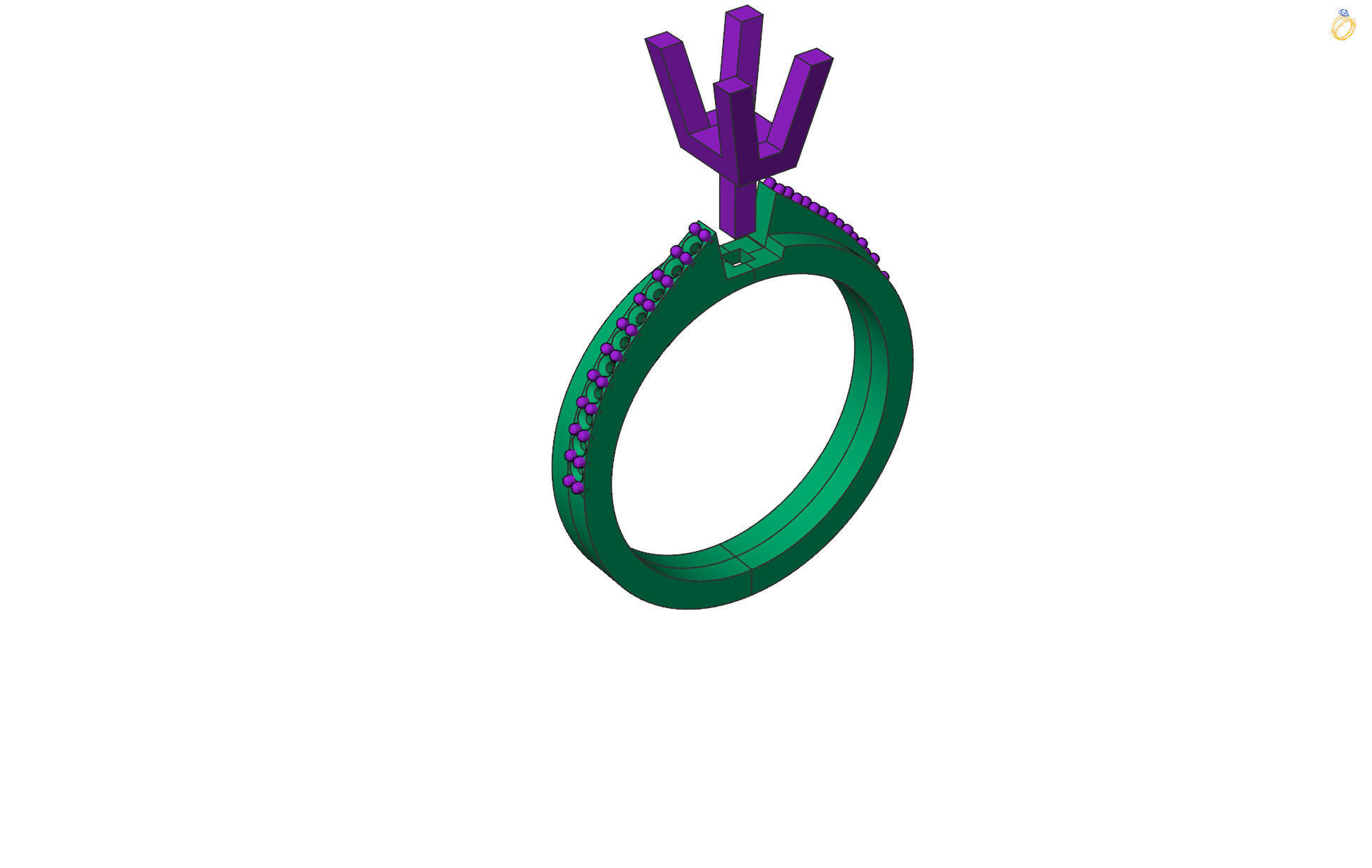 Ring Emerald cut center 2632 3D print model_2