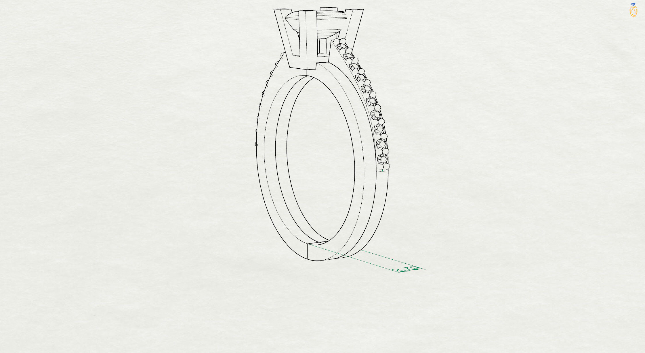 Ring Emerald cut center 2632 3D print model_5