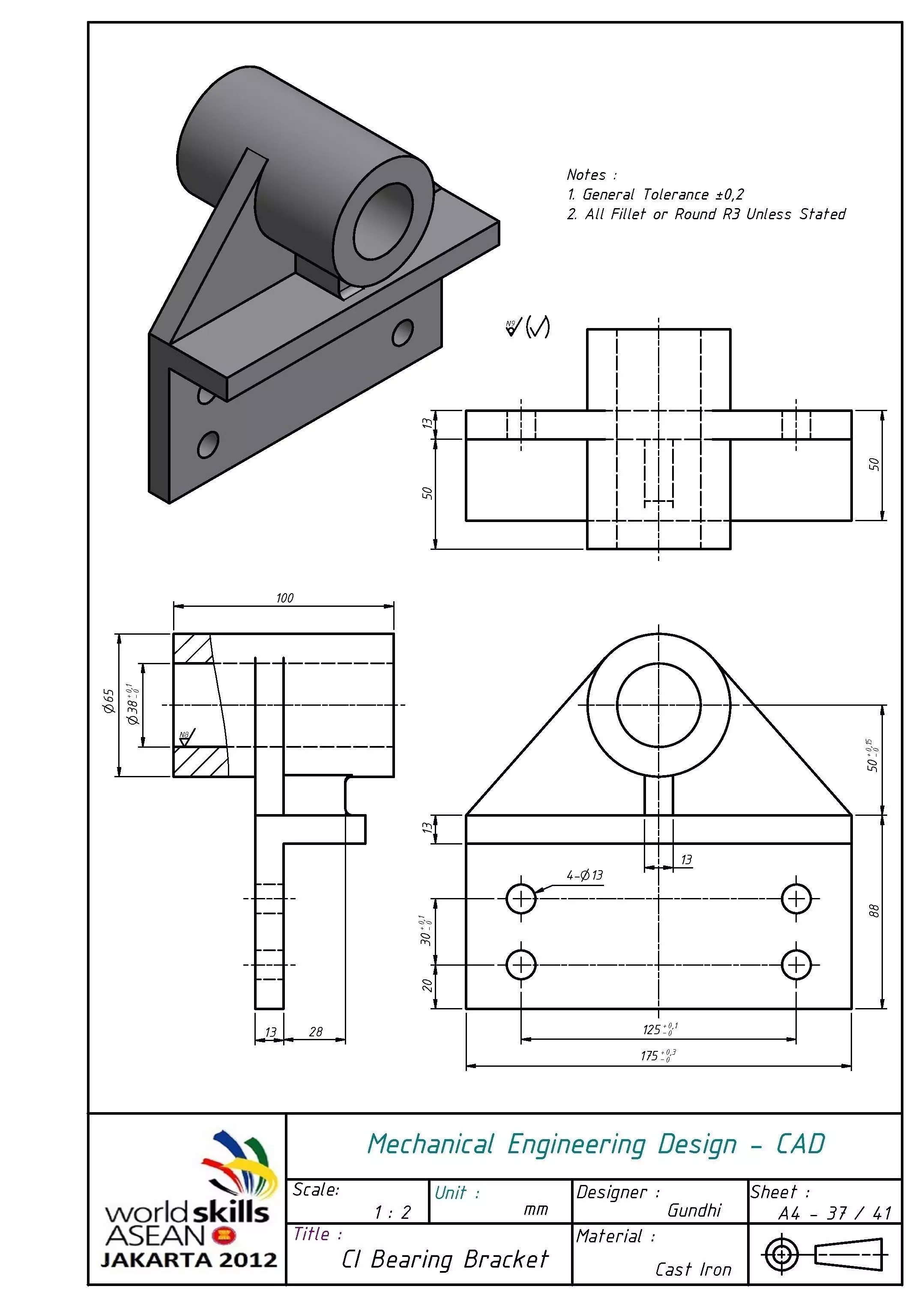 CI Bearing Bracket Free 3D model