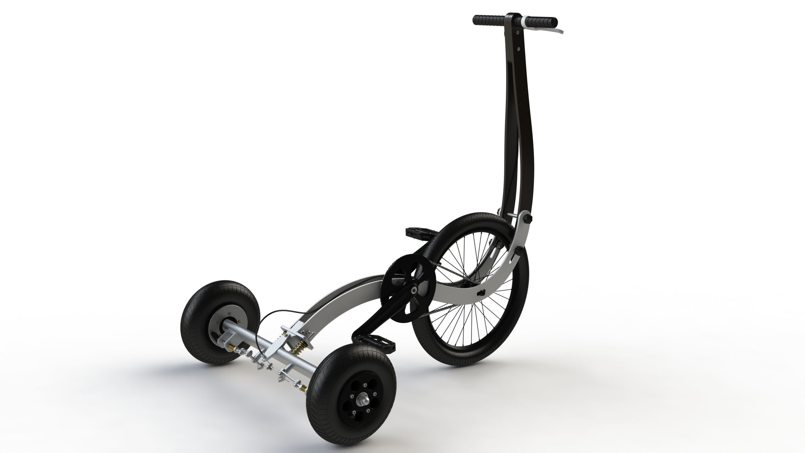Halfbike tricycle with wheels 3D model_3