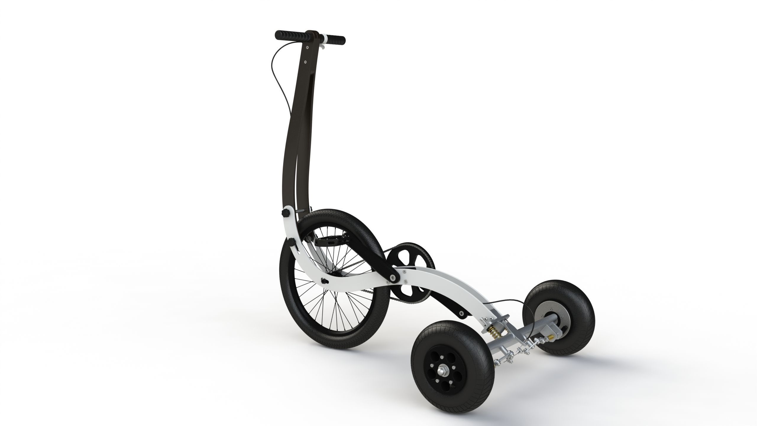 Halfbike tricycle with wheels 3D model_5