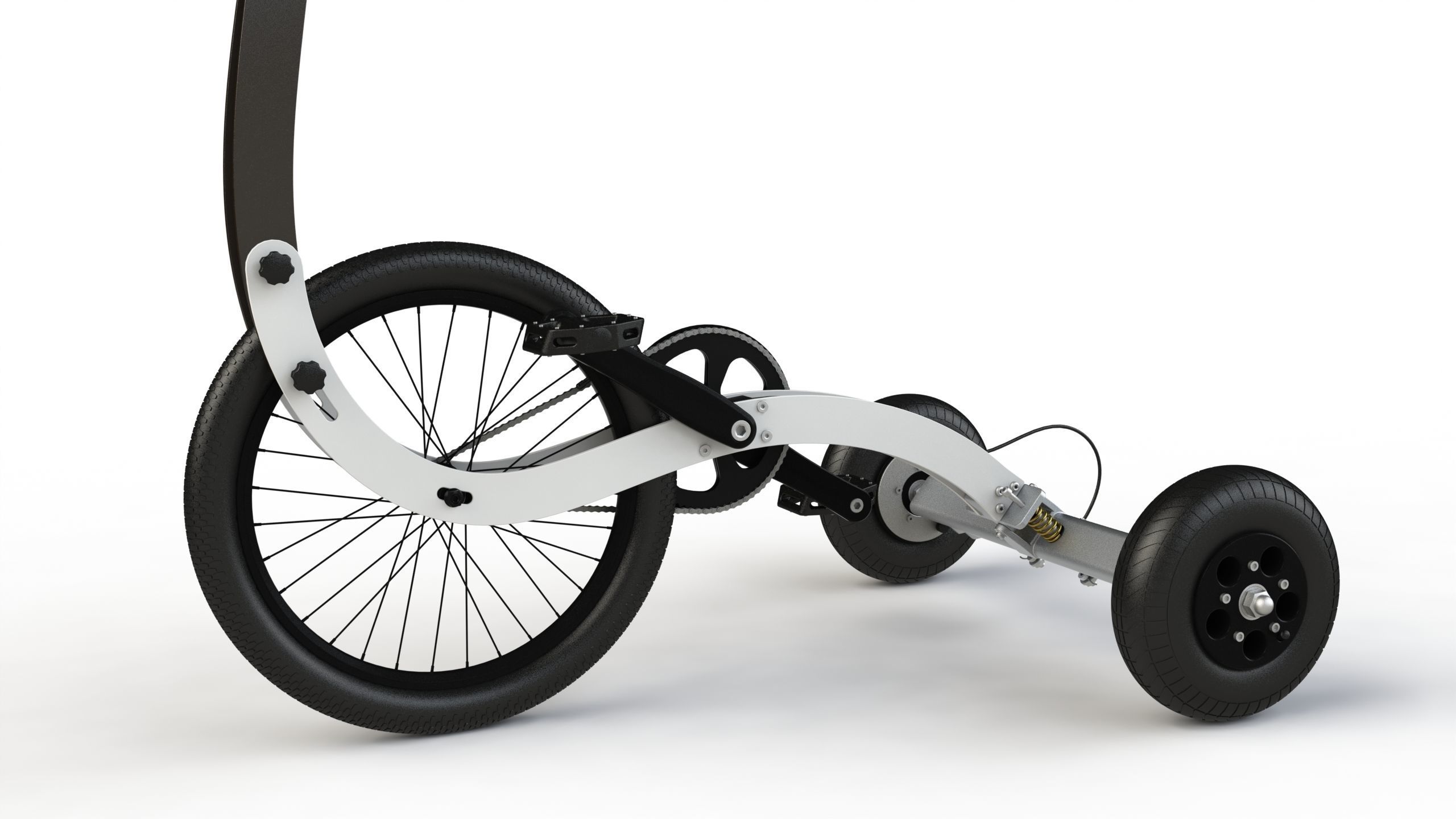 Halfbike tricycle with wheels 3D model_7