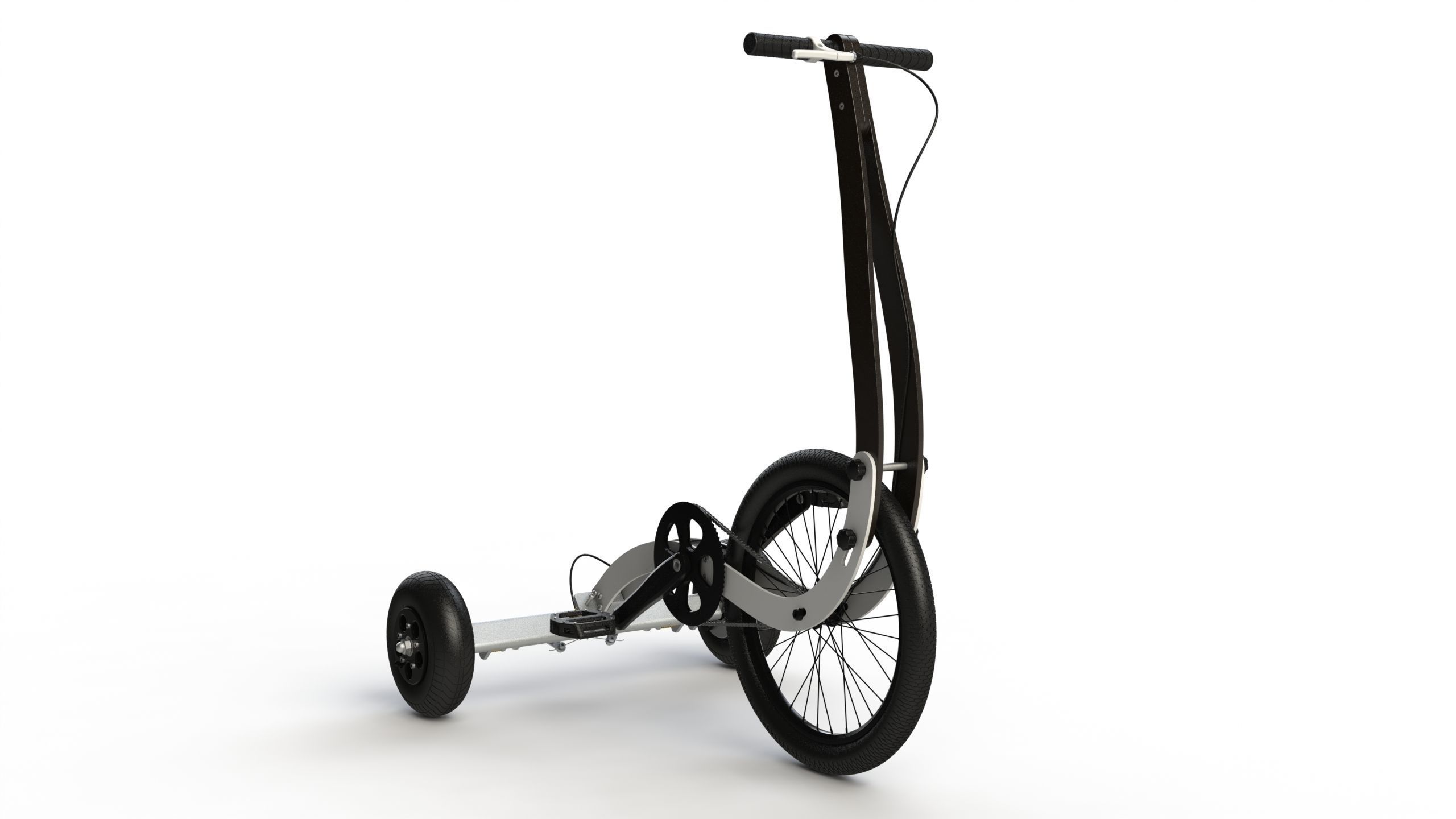 Halfbike tricycle with wheels 3D model_4