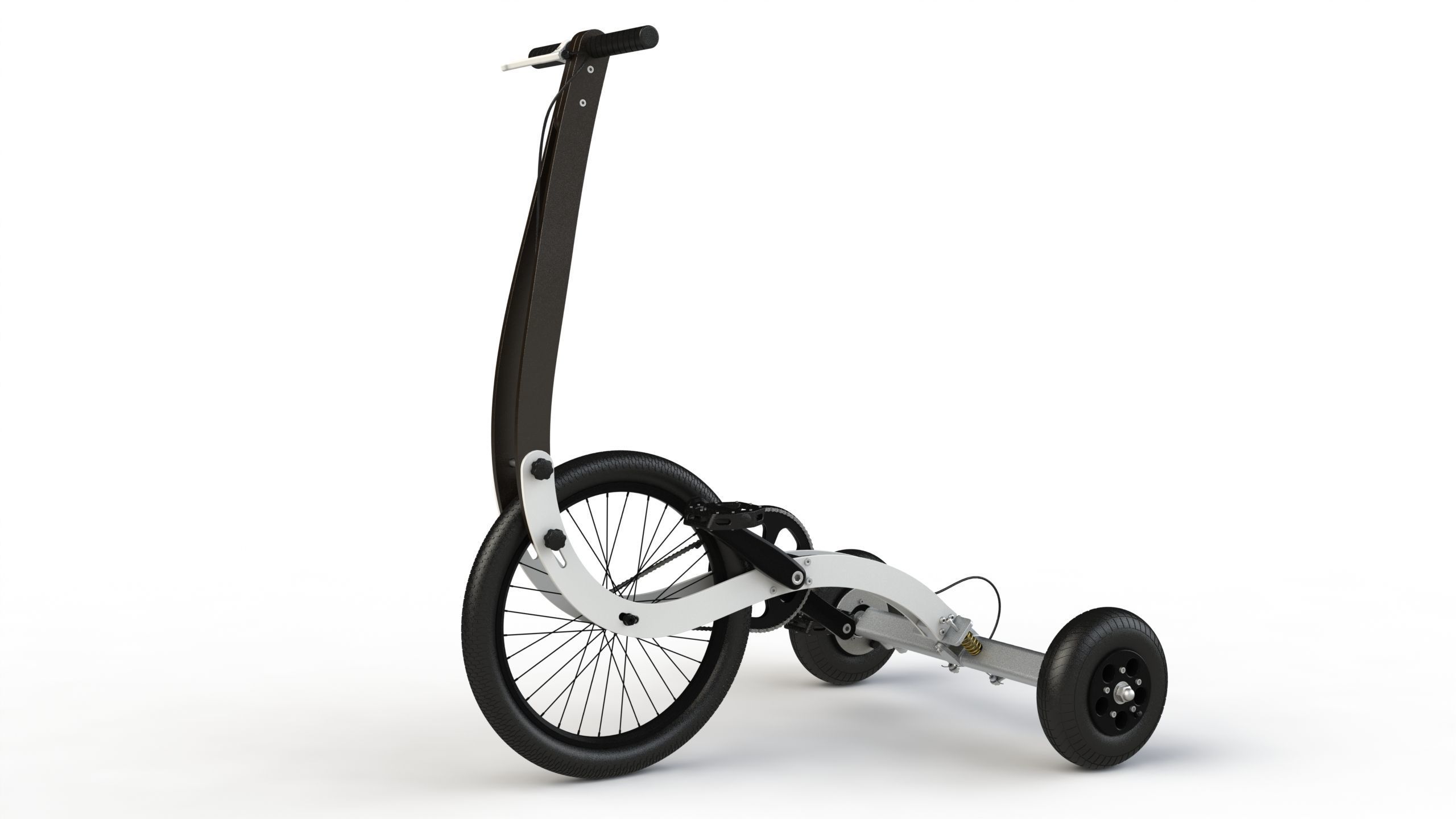 Halfbike tricycle with wheels 3D model_6