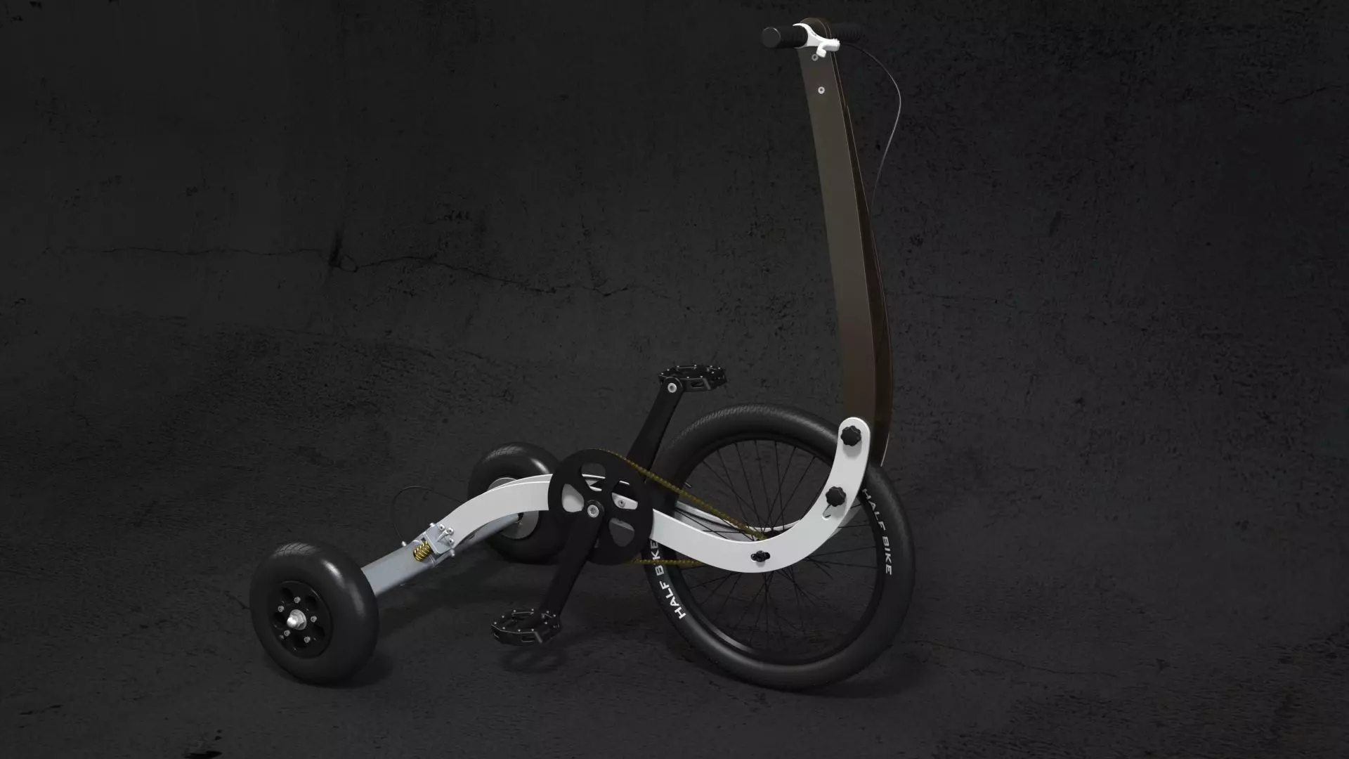 Halfbike tricycle with wheels 3D model_0