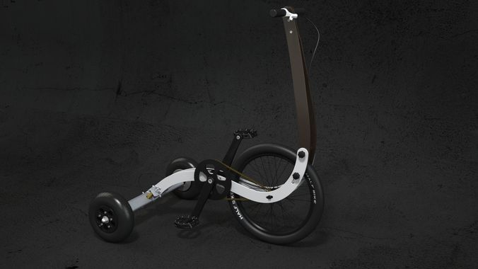 Halfbike tricycle with wheels 3D model