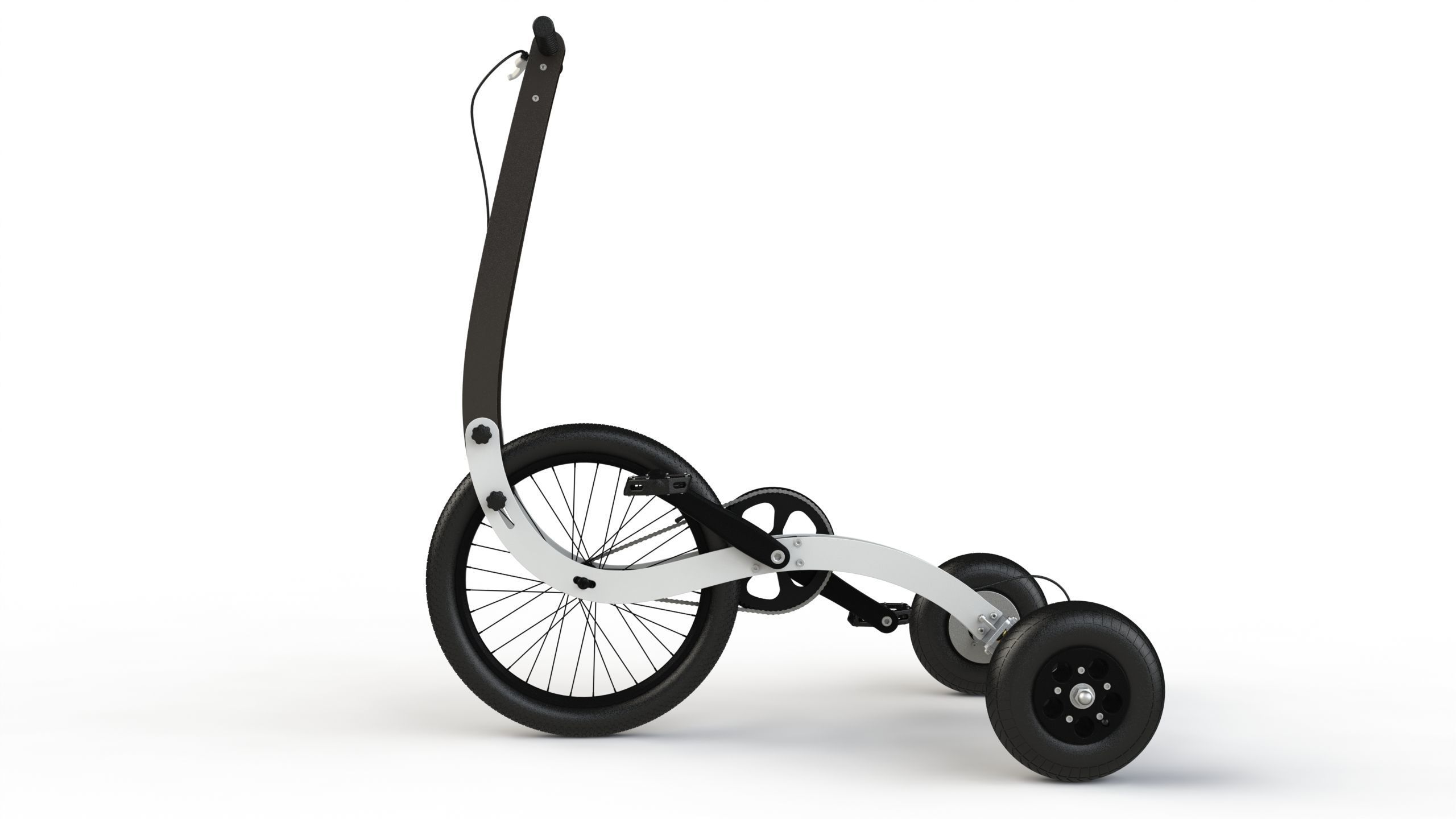 Halfbike tricycle with wheels 3D model_2