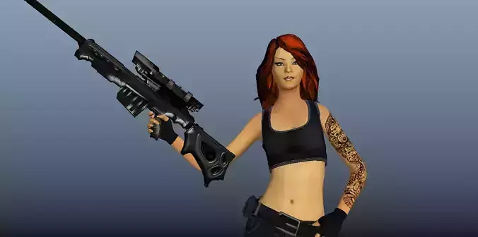 Soldier Girl Low-poly 3D model