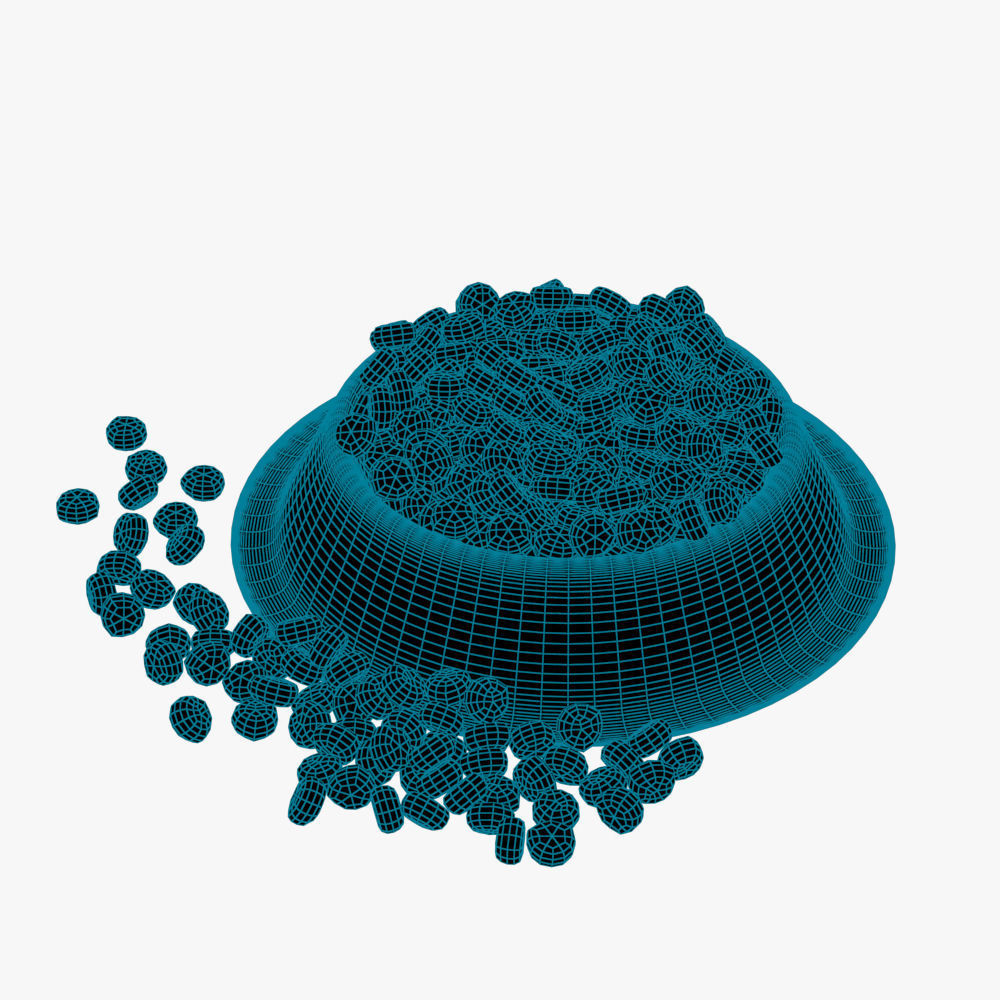 Stainless Steel Dog Bowl with food 3D model_1